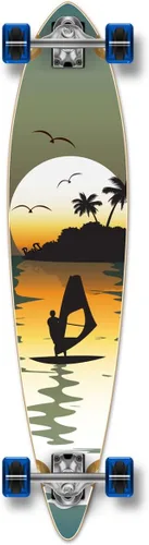 Vista 12 de Yocaher Beach Series - Patinetas completas Pintail Longboard Cruiser con Black Widow Premium 80A Cinta de agarre de aluminio para camión ABEC7