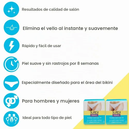 Vista 3 de Surgi-wax Kit de depilación brasileña para partes íntimas, cajas 4 onzas (3 unidades).