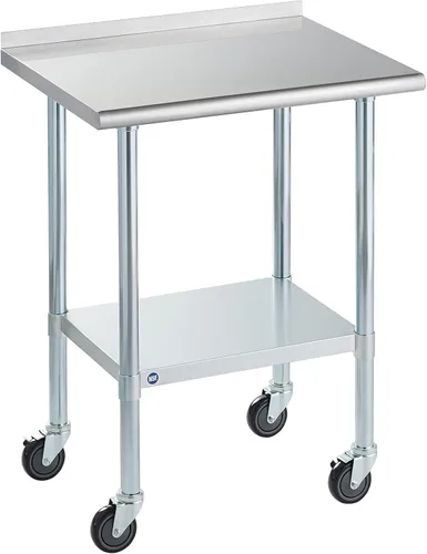 Vista 46 de ROCKPOINT Mesa de acero inoxidable para preparación y trabajo, 14x24 pulgadas; mesa de cocina comercial de metal NSF resistente con estante inferior
