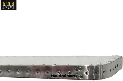 Vista 3 de Nautical-Mart Estante de metal industrial urbano moderno inspirado en aviador, estantes plateados de diseño (plata, 18 x 8 x 1-1/2)