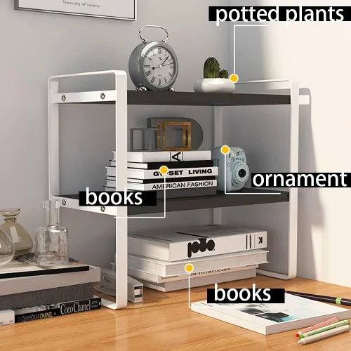 Vista 6 de SIDIANBAN Estante organizador de escritorio, estante de almacenamiento de oficina, estante de escritorio para computadora, librero, estante