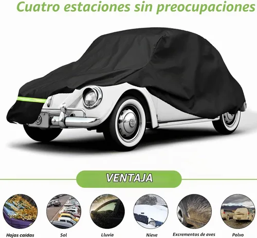 Vista 3 de YIXIN Fundas impermeables para coche para Volkswagen Beetle Bug Sedan 1960-1980, cubiertas de coche 190T, ajuste al cliente, correa resistente al