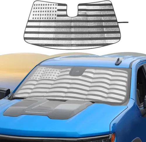 Vista 9 de RT-TCZ Parasol para parabrisas, protector térmico para ventana, parasol para GMC Sierra 2014, 2015, 2016, 2017, para Chevy Silverado 2014-2017
