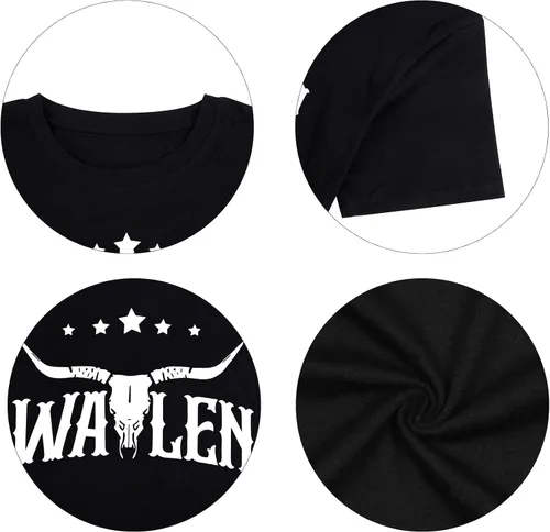 Vista 6 de Steer Skull Western - Camisas para mujer, trajes de concierto, camisetas de gran tamaño, camisetas de música country, camisetas gráficas vintage