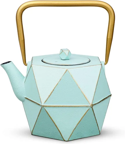 Vista 24 de Toptier Tetera con Infusor Extraíble, Hervidor de Té de Hierro Fundido Apto para Estufa, Diseño Cilíndrico de Geometría Sólida, Tetera Recubierta