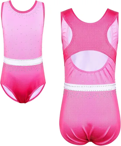 Vista 31 de XFGIRLS Leotardos de gimnasia para niñas con purpurina y pantalones cortos a juego Negro