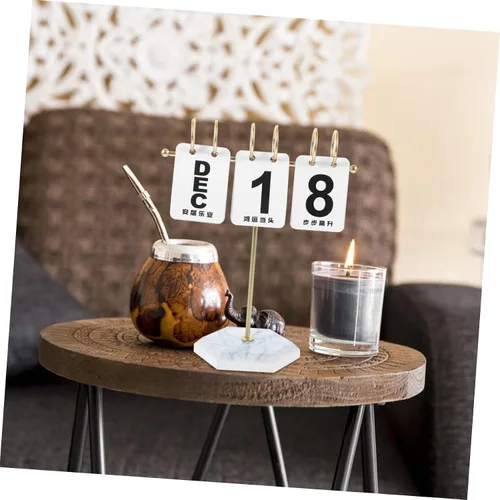 Vista 7 de Calendario de escritorio moderno y simple calendario perpetuo, decoración para oficina, hogar, oro blanco, 1 unidad