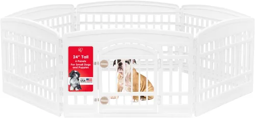 Vista 12 de IRIS USA Corralito para perros de 4 paneles de 24" con puerta, 35 x 35 x 24, corralito para cachorros, corralito para perros de interior, cerca