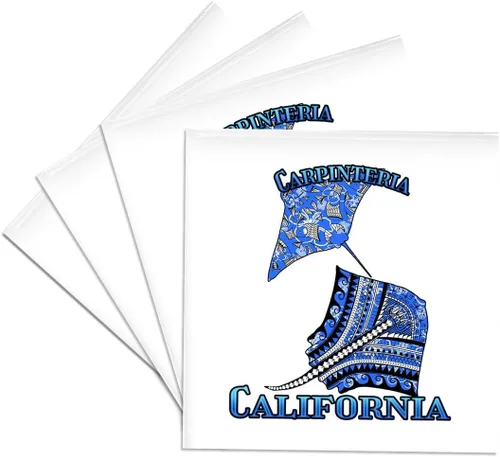 Vista 4 de 3dRose Blue Tribal Stingray for Any Vacation to Carpinteria, California Set of 4 Coasters - Cork