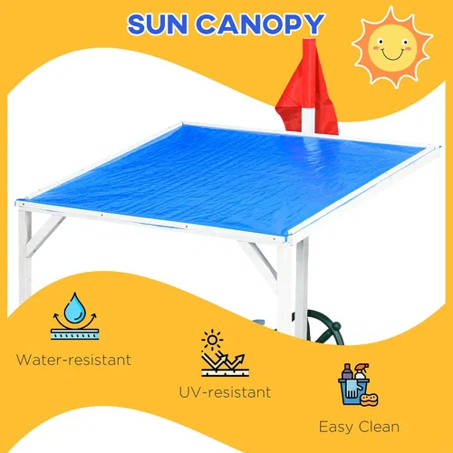 Vista 5 de Outsunny Caja de arena para niños con toldo, cajas de arena de madera con banco para patio trasero, pozo de arena para niños pequeños, 83 x 43