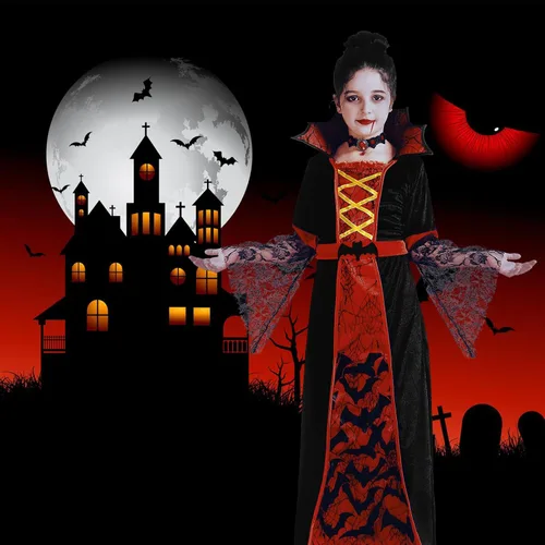 Vista 4 de SKCAIHT Vampire Costume for Girls Halloween Gothic Victorian Vampire Dress Up Party