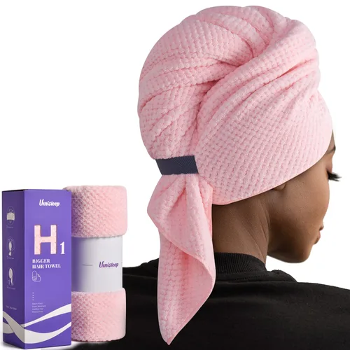 Vista 12 de Umisleep Toalla de pelo extra grande de microfibra para mujer, cabello largo, rizado y grueso, toalla de pelo súper suave antiencrespamiento