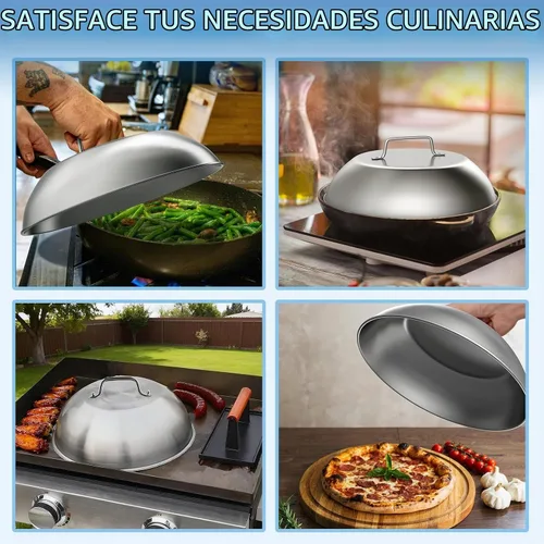 Vista 7 de Juego de 2 cúpula de cubierta de fundición de queso de 12 pulgadas para plancha plana Blackstone Griddle Steamer Dome for Blackstone, Pitboss