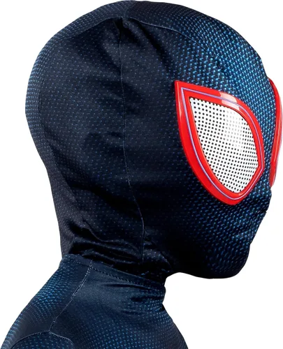 Vista 2 de Jazwares Marvel - Accesorio oficial para disfraz de Halloween de Zentai, máscara de elastano elástica bidireccional con ojos moldeados Miles Morales