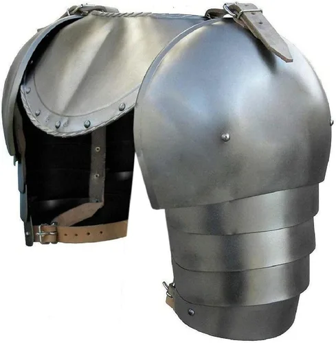 Vista 3 de Medieval Armour Conjunto medieval de hierro Gorget Spaulders de brazo y hombros cruzados vikingos armadura para adultos Engrasado Adulto