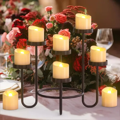 Vista 2 de SoulBay - Velas de té LED recargables sin llama USB-C con control remoto White Flickering Electric Votives, Timer, USB-C Cable Included, For