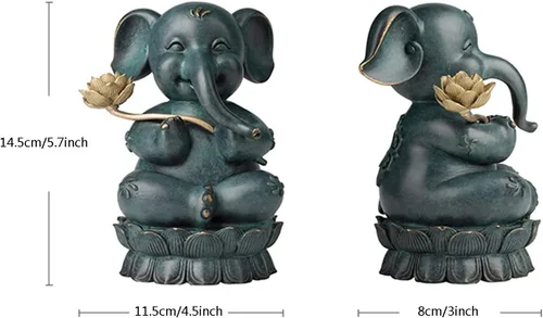 Vista 2 de Estatua de decoración de mesa, estatua de elefante de color de latón Feng Shui, estatua de la suerte, figura de la suerte, regalo de estatua