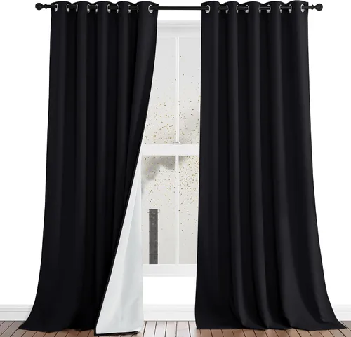 Vista 16 de NICETOWN Cortinas de Lino Sintético Angora con Barrera de Sonido que Aísla el Polvo, 100% Opacas, de 84 Pulgadas de Largo, 1 Panel, Cortinas
