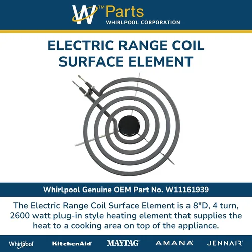 Vista 3 de Whirlpool W11161939 Rango Elemento de superficie de 8 pulgadas