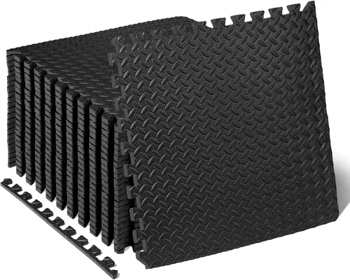 Vista 28 de ProsourceFit - Tapete de ejercicio tipo rompecabezas de ½ pulgada, losetas de espuma EVA entrelazadas para gimnasio en casa, para niños, crema, 24 x