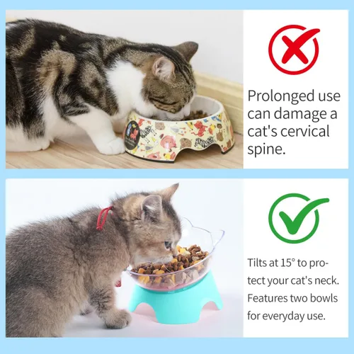 Vista 5 de MILIFUN Platos Elevados para Comida de Gatos con Soporte, Platos para Comida o Agua, Tazón Inclinado, Plato para Mascotas con Soporte