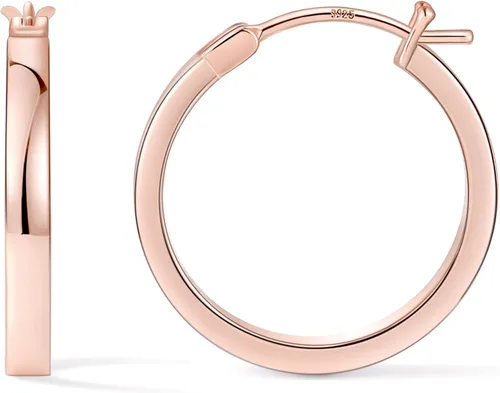 Vista 27 de Aretes de aro para mujer, aros planos chapados en oro de 14 quilates Dorado