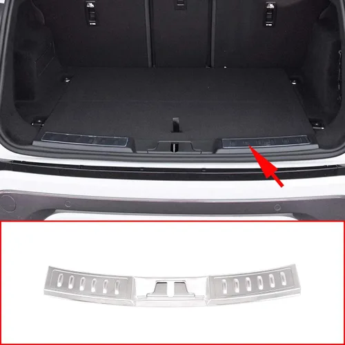 Vista 6 de Cubierta protectora de acero inoxidable 304 para parachoques de maletero interior, 2 calcomanías para Land Rover Range Rover Evoque 2020 (negro)
