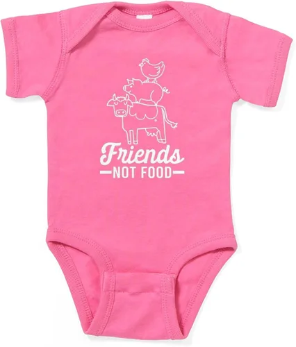 Vista 4 de CafePress Friends Not Food Vegetariano Vegano Vegano Traje de cuerpo lindo bebé Body Body Baby Romper Dark