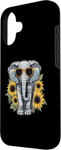 Vista 2 de Elephant with Sunglasses and Sunflowers Case for iPhone 16