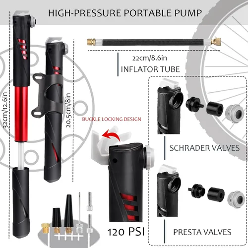Vista 2 de Kit de herramientas de reparación de neumáticos de bicicleta y bomba de neumáticos de bicicleta, herramienta de bicicleta para el hogar, parches