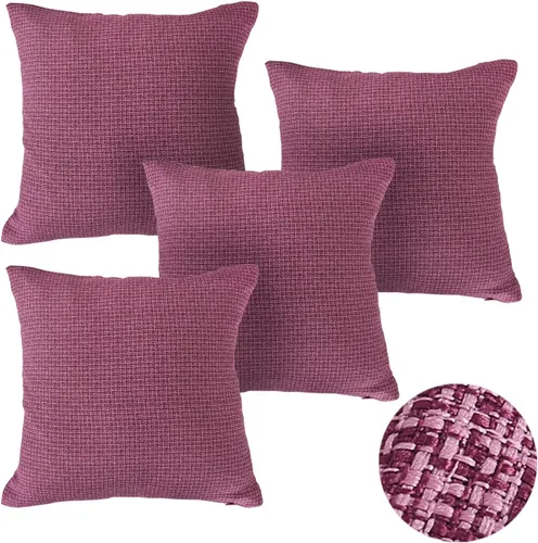 Vista 9 de Deconovo Almohada decorativa de lino sintético para el hogar, hecha a mano, a cuadros, para sofá, 18 x 18 pulgadas, gris oscuro y blanco