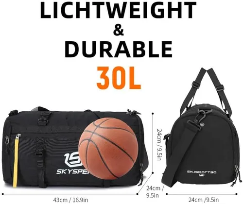 Vista 6 de SKYSPER Bolsa de deporte pequeña para gimnasio para hombres y mujeres, bolsa de viaje para llevar durante la noche para el fin de semana, natación