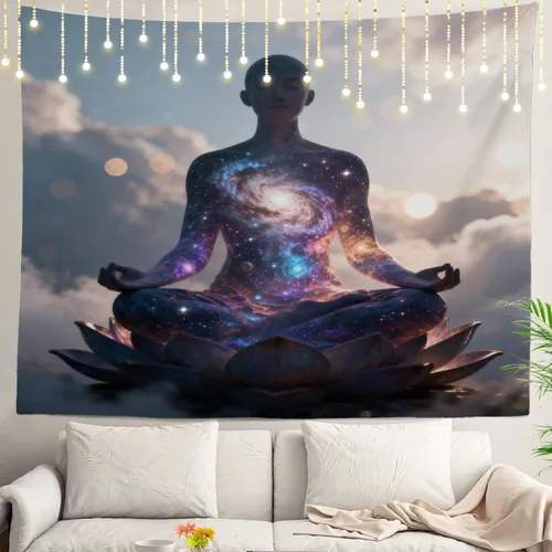 Vista 33 de Shrahala Peaceful Retreat Charming Abode Tapestry, Verdant Landscape Water Wall Hanging Hd Print Polyester Backdrop For Dorm Room Bedroom 30 X 40 In