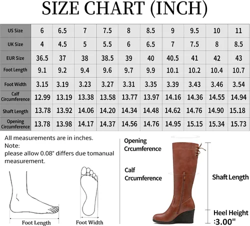 Vista 4 de Vepose Botas altas hasta la rodilla 9651 para mujer, de moda, con tacón de cuña, botas de pantorrilla para mujer