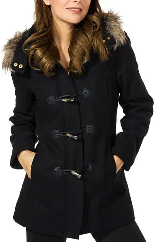 Vista 2 de Alpine Swiss Duffy chamarra de lana de la mujer Fur recortar Parka chamarra con capucha