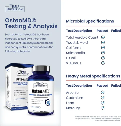 Vista 3 de 1MD OsteoMD para apoyo integral óseo con hidroxiapatita de calcio, vitamina D3 y K2 90 cápsulas
