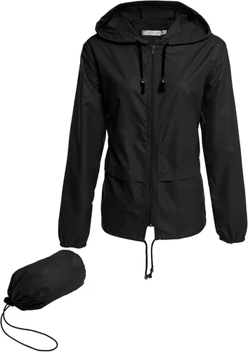 Vista 15 de Avoogue - Chaquetas de lluvia para mujer, diseño ligero, con capucha, para exteriores, impermeables, cortavientos Verde militar