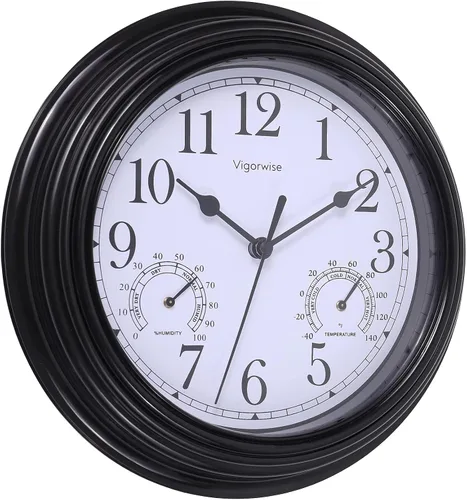 Vista 8 de Reloj de pared blanco de 8 pulgadas, silencioso, con temperatura Decorativo para cocina/sala de estar/dormitorio/oficina/escuela/aula