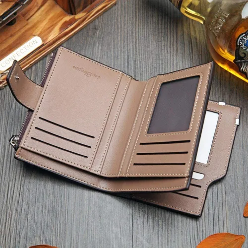 Vista 4 de MOTOZA Korean Casual Men's Wallet Short Vertical Multifunctional Card Holder Zipper Buckle Wallet