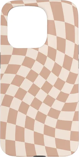 Vista 14 de iPhone 16 Beige Cream Twisted Checkered Swirl 60s 70s Aesthetic Brown Case