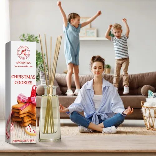 Vista 8 de Difusor de aroma de galletas navideñas de 3.4 onzas líquidas, difusor de junco, fragancia para habitación, fragancia para el hogar, ambientador