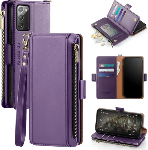 Vista 12 de Antsturdy Funda tipo cartera compatible con Samsung Galaxy Note 20 5G con tarjetero para mujeres y hombres, funda de teléfono con bloqueo RFID, piel