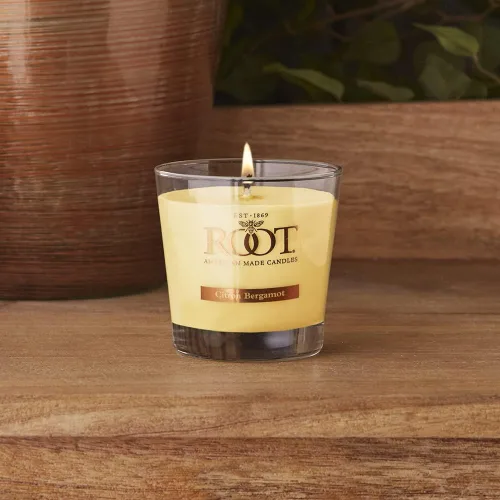 Vista 6 de Root Candles Velas Aromáticas Mezcla de Cera de Panal Vela Artesanal Premium, Veriglass Pequeño, Limón y Bergamota
