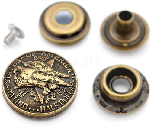 Vista 12 de CRAFTMEMORE 2 juegos de moneda de dólar de águila de 1 pulgada, cierres a presión para anillo, botón a presión, billetera con cierre decorativo