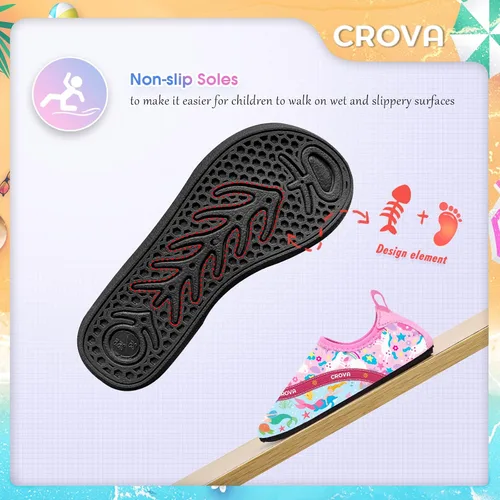 Vista 6 de CROVA Zapatos de agua para niños pequeños, calcetines acuáticos de secado rápido, antideslizantes, zapatos deportivos para niños y niñas pequeños