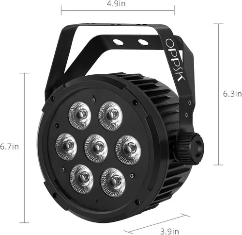 Vista 7 de Par de luz LED para escenario: 70 W RGBWA 5 en 1 LED par puede activar por sonido múltiples modos por control remoto y control DMX para eventos