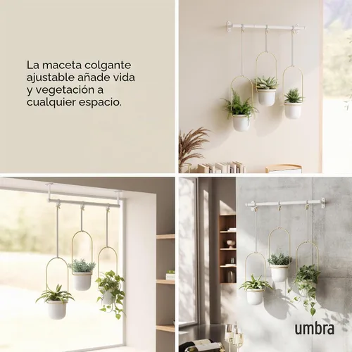 Vista 4 de Umbra Triflora - Macetero colgante para jardín de hierbas, juego de 3