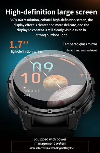 Vista 20 de Relojes inteligentes múltiples modos deportivos para hombres con linterna, reloj inteligente para Android y iPhone, pantalla táctil HD de 1.7 Negro