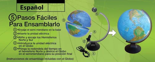 Vista 4 de Replogle Globo iluminado del océano azul (12"/30cm de diámetro) fácil de montar
