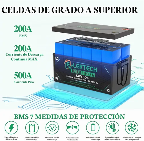 Vista 3 de Batería de carrito de golf LiFePO4 de litio de 36V 100Ah